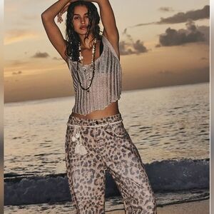 Free People Good Luck Printed Barrel Jeans